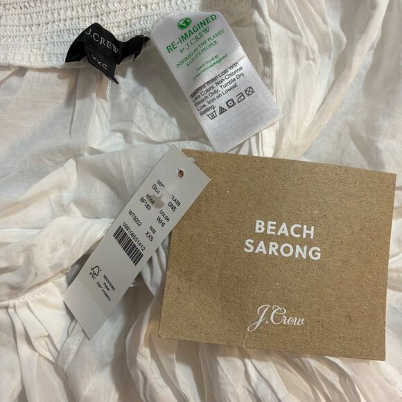 NWT J.Crew White Cotton Beach Sarong Wrap Skirt/Dress Size XXS - Picture 3 of 4